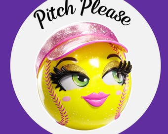 Softball Sticker Pack: 10 Fierce Glittery Decals for Water Bottles
