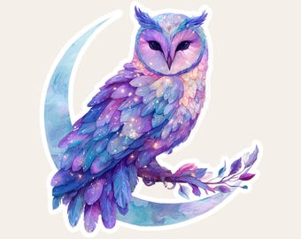 Celestial Owl Sticker: Witchy Cosmic Bird Vinyl Decal