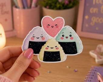 Kawaii Onigiri Sticker: Japanese Rice Ball Crew