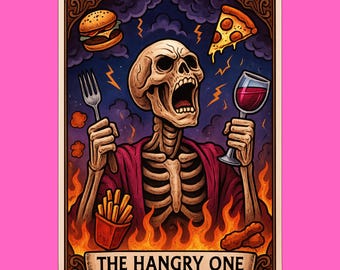 Funny Tarot Sticker Pack – The Daily Struggle | Skeleton Tarot Cards | Gothic Humor Vinyl Stickers