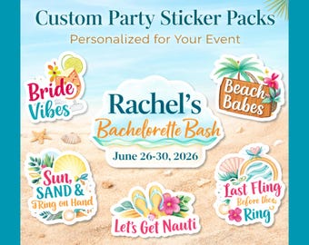 Personalized Party Sticker Packs (10 Pack) Custom Party Favors