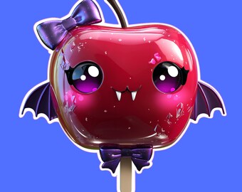 Vampire Candy Apple Sticker: Spooky Kawaii Halloween Vinyl Decal
