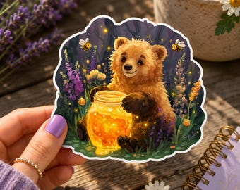 Honey Bear Forest Sticker: Cottagecore Animal Vinyl Decal