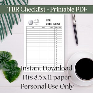 Printable TBR Checklist | To Be Read List | Reading Tracker PDF | Book Journal Insert | Aesthetic Book Planner Page