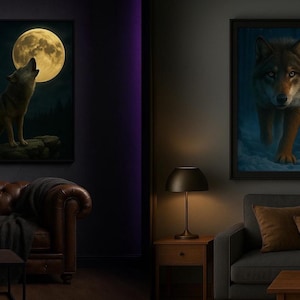 Lobos de Dois Mundos – Conjunto de Impressões Digitais Árticas e Florestais | Arte de Lobos de Inverno e Floresta | Decoração de Parede de Animais Selvagens