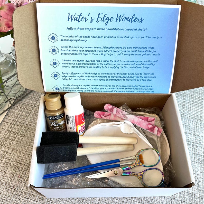 DIY Decoupage Clam Shell Kit: 4 Shells, Napkins, and Video Tutorial - Etsy