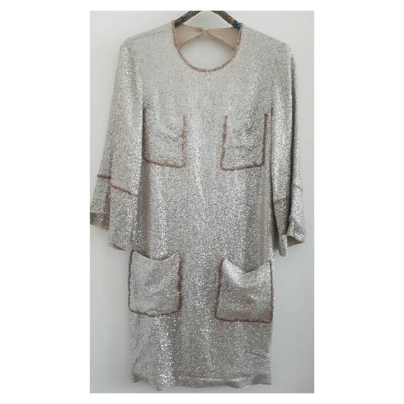 ferragamo sequin dress open back