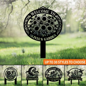 Custom Metal Garden Sign with Stake: Personalized Sunflower Decor