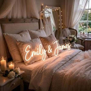 Letrero de neón personalizado con iniciales para bodas, letrero de neón LED con iniciales de pareja, decoración de pared con letrero de neón estético, letrero de neón con nombre, decoración de fondo para fiestas de boda