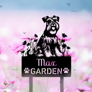 Schnauzer Lover Gift Garden Stake, Dog Garden Sign Schnauzer Silhouette, Custom Pet Name Outdoor Decor, Sympathy Dog Loss, Schnauzer Gift