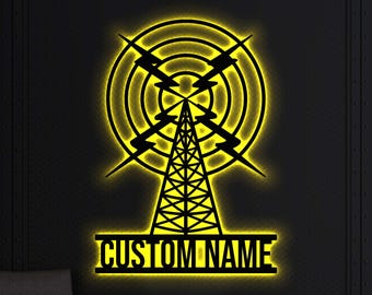 Personalized Radio Tower LED Sign: Custom Ham Radio Decor
