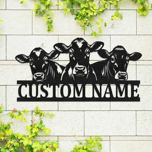 Personalized Cow Metal Sign |Custom Farm Name Wall Art |Farmhouse Decor |Dairy Cow Art |Cattle Lover Gift for Barn Decor |Farm Animal Metal