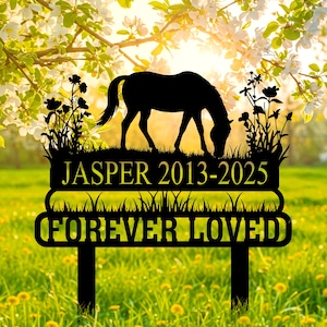 Personalized Horse Memorial Garden Stake | Custom Horse Grave Marker | Equine Pet Loss Gift | Forever Loved Horse Sign | Outdoor Horse Decor