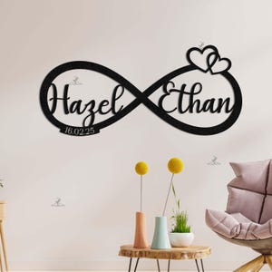 Forever Love Infinity Sign | Personalized Couples Gift | Master Bedroom Decor | Custom Last Name Metal Art  |  Metal Wall Decor For Couples