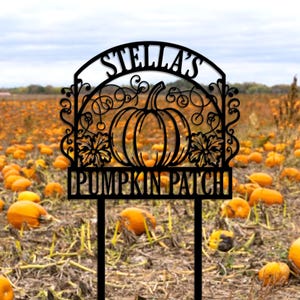 Custom Pumpkin Patch Sign | Metal Garden Stake | Autumn Farm Decor | Fall Yard Art | Rustic Halloween Welcome Sign for Home |Halloween Decor