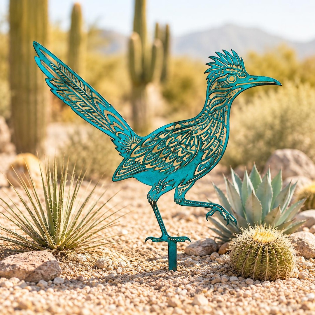 Roadrunner Metal Garden Stake, Desert Bird Yard Art, Southwest
