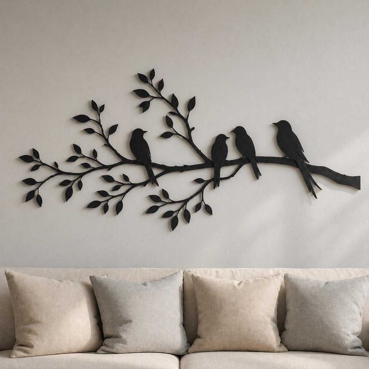 Birds on a Branch Metal Wall Art, Nature Tree Branch Decor, Bird ...