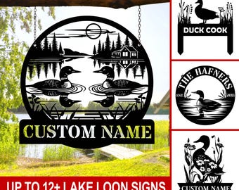 Custom Lake Loon Metal Sign: Rustic Cabin Decor, Duck Lover Gift