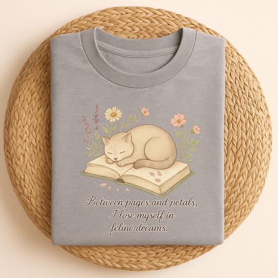 Camiseta de gato y libro Camiseta de lectura acogedora Camisa