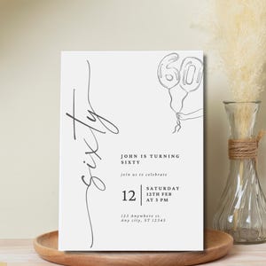60th Birthday Party Invitation | ‘Sixty’ | Digital Download | Personalised