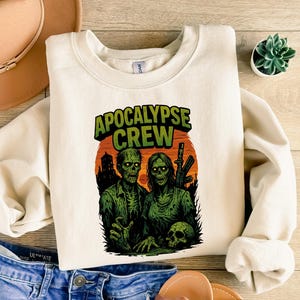 Unisex Halloween Apocalypse Crew Sweatshirt,Spooky season, Halloween party sweatshirt, Zombie sweatshirt, Halloween Shirt, Gildan Sweatshirt