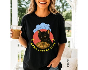 Momo Lovers Club T-shirt, Nepali Food, Kawaii Anime Cat Tee, Comfort Colors Unisex Shirt