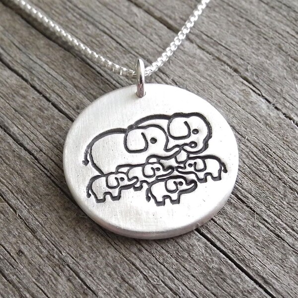 ZARD Elephant Family Necklace - Sterling Silver Plated, 17.5 Inch, Gift Ready