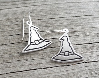 Sterling Silver Witch Hat Earrings, Sterling Silver Ear Wires, Ready To Ship