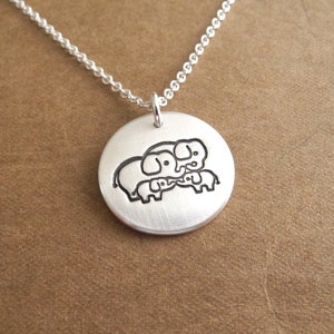Elephant Family of Four Necklace, Mom, Dad, Two Babies, Two Moms, Two Dads, New Family, Fine Silver, Sterling Silver Chain, Made To Order
