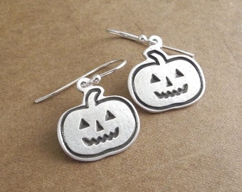 Sterling Silver Pumpkin Earrings, Sterling Silver Ear Wires, Ready To Ship