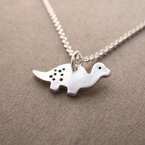 Tiny Dinosaur Necklace, Baby Dinosaur, Fine Silver, Sterling Silver Chain, Made To Order