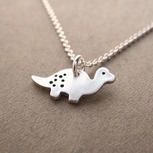 Tiny Dinosaur Necklace, Baby Dinosaur, Fine and Sterling Silver, Made To Order