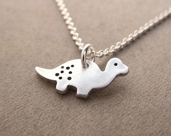 Tiny Dinosaur Necklace, Baby Dinosaur, Fine and Sterling Silver, Made To Order