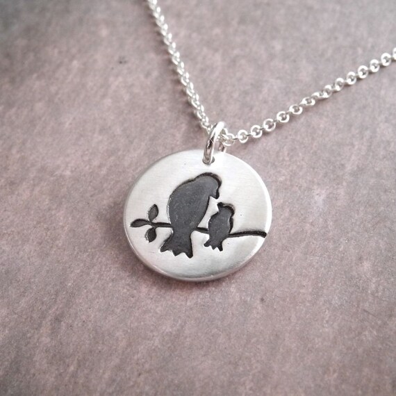 mother and baby bird necklace