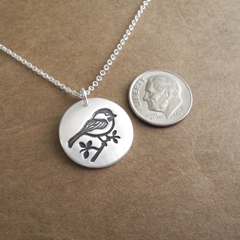 Chickadee Necklace, Silver Bird Jewelry, Chickadee Charm, Fine Silver, Sterling Silver Chain, Made To Order image 3