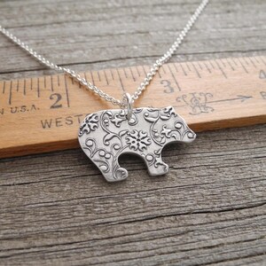 Bear Necklace, Flowering Vine Grizzly, Fine and Sterling Silver, Made To Order image 5
