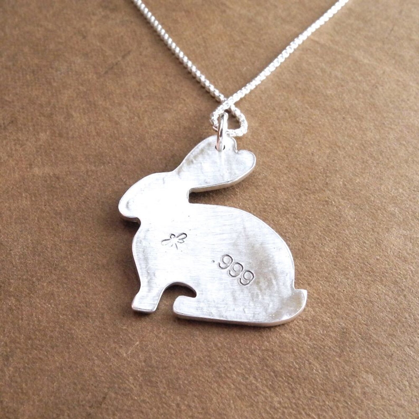 Rabbit Necklace Flowered Rabbit Bunny Necklace Fine Silver - Etsy