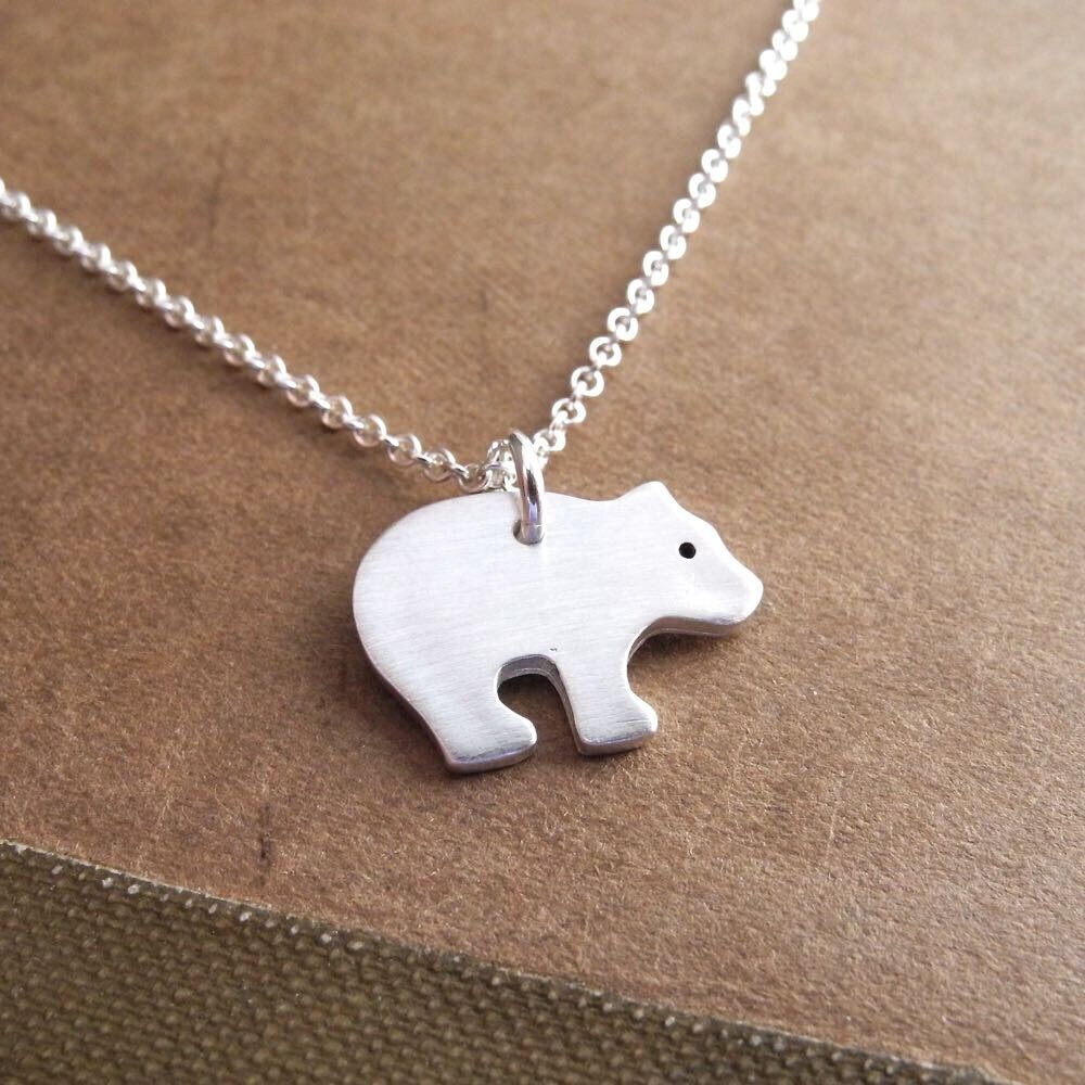 Tiny Bear Cub Necklace, Grizzly Bear Cub, Baby Bear, Fine Silver, Sterling Silver Chain, Made To Order