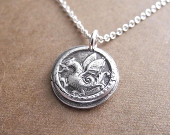 Tiny Dragon Necklace, Chinese Dragon, Little Winged Dragon, Fine and Sterling Silver, Made To Order