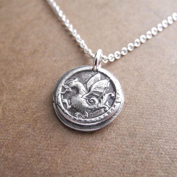 Tiny Dragon Necklace, Chinese Dragon, Little Winged Dragon, Fine and Sterling Silver, Made To Order