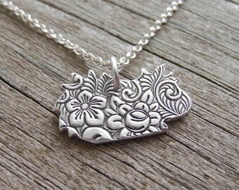 Little Guinea Pig Necklace, Long Haired Flowered Guinea Pig, Fine and Sterling Silver, Ready To Ship