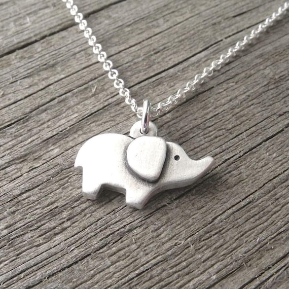 Tiny Elephant Necklace Baby Elephant Good Luck Elephant Charm Pendant Fine Silver Sterling Silver Chain Made to Order Etsy