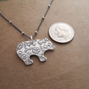 Bear Necklace, Flowering Vine Grizzly, Fine and Sterling Silver, Made To Order image 3