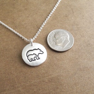 Small Mother and Baby Bear Necklace, Mom and Cub, New Mom Jewelry, Fine Silver, Sterling Silver Chain, Made To Order image 3