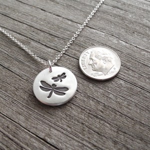 Mother and Baby Dragonfly Necklace, New Mom Necklace, Mother and Child, Fine Silver, Sterling Silver Chain, Made To Order Bild 4