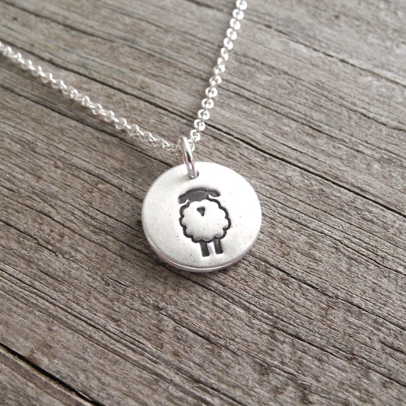 Tiny Lamb Necklace, Tiny Sheep Necklace, Little Sheep Charm, Lamb Charm, Fine Silver, Sterling Silver Chain, Made To Order image 1