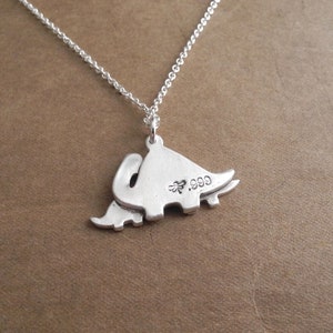 Mother and Two Baby Dinosaurs Necklace, Mom and Two Kids, Fine Silver, Sterling Silver Chain, Made To Order image 3