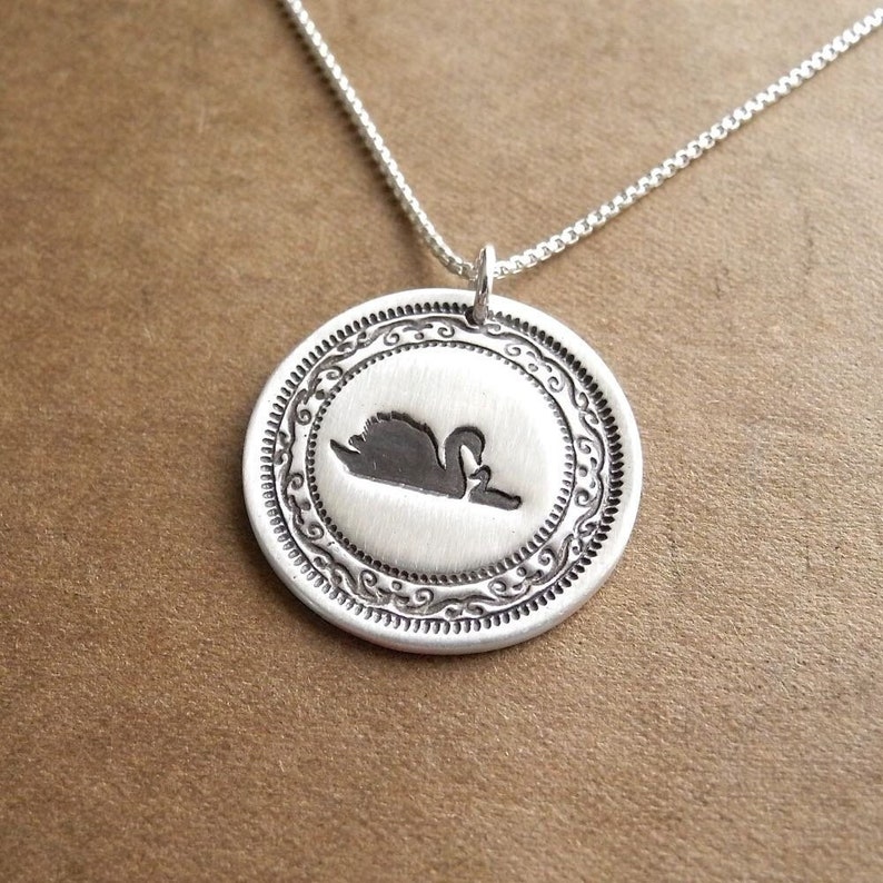 Mother and Baby Swan Necklace, New Mom Necklace, Mother and Child Jewelry, Fine Silver, Sterling Silver Chain, Made To Order image 1