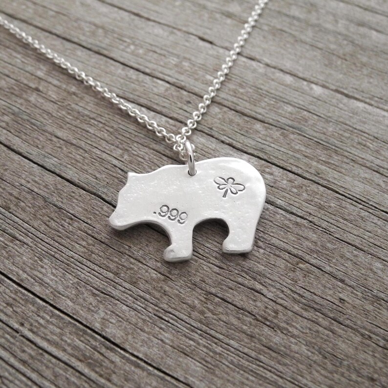 Bear Necklace, Flowering Vine Grizzly, Fine and Sterling Silver, Made To Order image 4