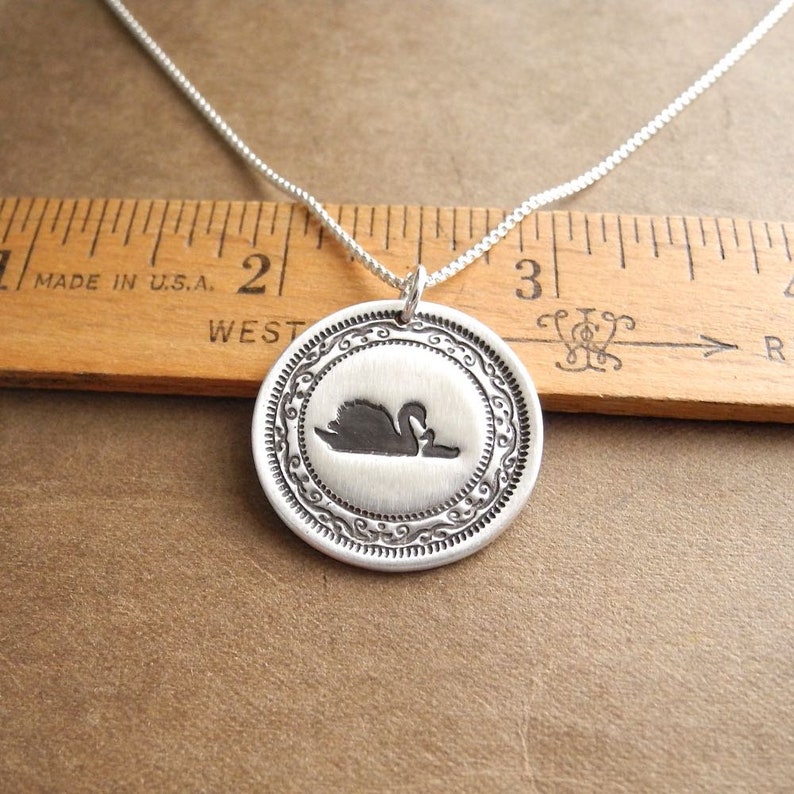 Mother and Baby Swan Necklace, New Mom Necklace, Mother and Child Jewelry, Fine Silver, Sterling Silver Chain, Made To Order image 4